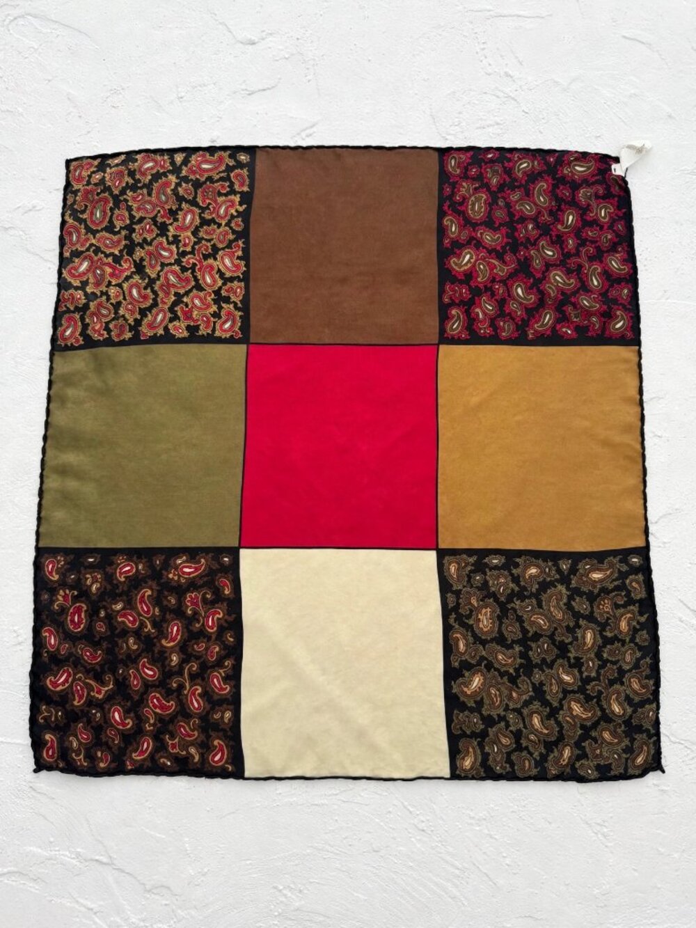 Arrow Silk Scarf Paisley Patchwork Square Neckerchief Made in Italy